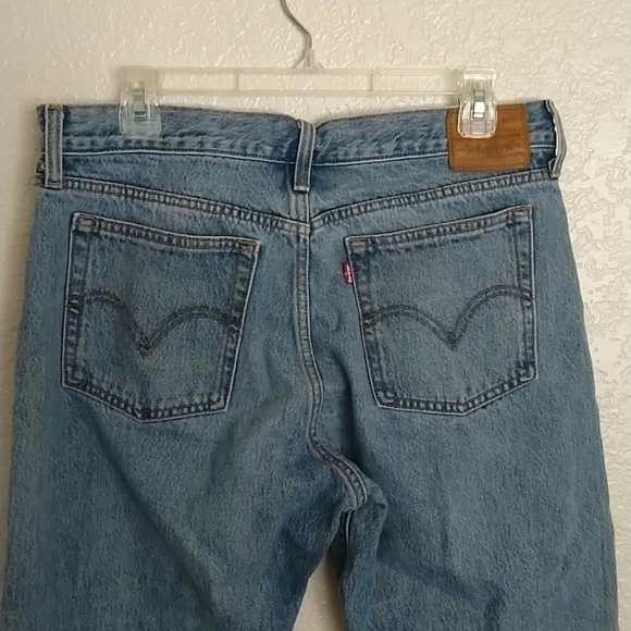Levi's Wedgie Icon High Rise Fray Hem Straight Leg Ankle Jeans sz 31 - Picture 7 of 9